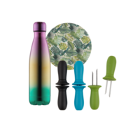 Bottles, plates, kitchen items cut out isolated transparent background png
