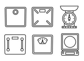 Analog and digital body weight scale icon set. Mechanical scale. Outline object isolated on white background. Icon for web. vector