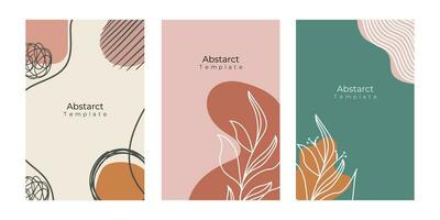 Abstract background social media post boho template Portrait flyer set card vector