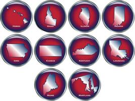 Set of 10 State Buttons Set 2 vector