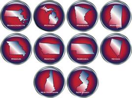 Set of 10 State Buttons Set 3 vector