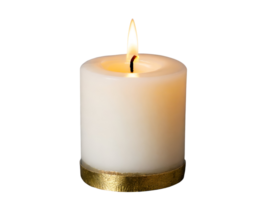 AI generated White burning christmas candle. png