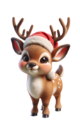 AI generated Reindeer with santa hat. png