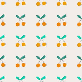 Seamless pattern with cherries on a grey background. Berry pattern. Doodle style vector