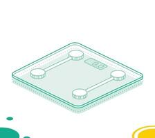 Digital body weight scale. Isometric outline object isolated on white background. Icon for web. Glass scale. vector