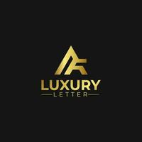 Luxury AF letter logo design gold color vector template