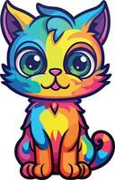 Parrot Colorful Watercolor Cartoon Kawaii Character Animal Pet Isolated Sticker Illustration vector