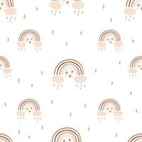 Cute childish seamless pattern with rainbows in boho style in pastel shades vector