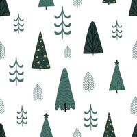 Christmas seamless pattern, with a tree, a pine tree, a festive atmosphere, a magic forest. vector