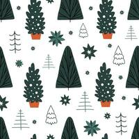 Christmas seamless pattern, with a tree, a pine tree, a festive atmosphere, a magic Christmas tree . vector