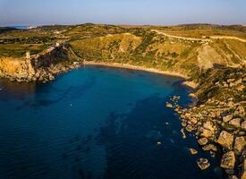 Spectacular view on Malta rocks from drone photo