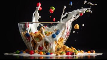 cereales con leche, ai generativo foto