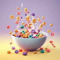 Cereals with milk, AI generative photo