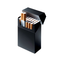 ai genererad öppnad svart tom låda av cigaretter isolerat på transparent bakgrund png