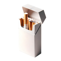 ai generado abrió blanco blanco caja de cigarrillos aislado en transparente antecedentes png