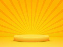 Orange podium with sun rays vintage style background design. Colorful rendering. Vector illustration