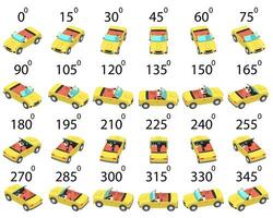 A set of 24 convertibles from different angles. vector