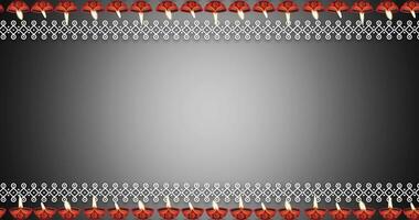 Hindu festival background with top and bottom burning oil lamp with space for text and design. video