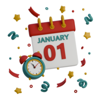 3D Icon of New Year Calendar with clock png