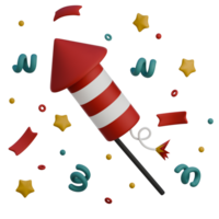 3D Icon of rocket fireworks png