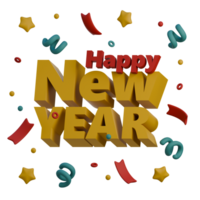 3D Icon of Happy ney year Text png