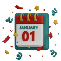 3d icoon van nieuw jaar kalender 1 png