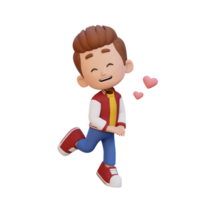 3D cute kid character in love png
