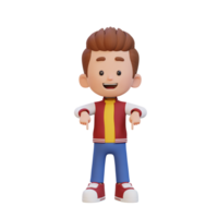 3D cute kid pointing hand to bottom png