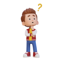 3D cute kid thinking clueless png