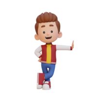 3d niño personaje tendido en transparente pared png