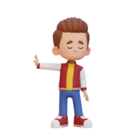 3D cute kid character rejection pose png