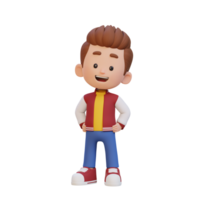 3D cute kid character in confident pose hand on hip png