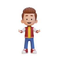 3D kid character in talking and explaining pose png