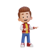 3D cute kid pointing hand to the side png