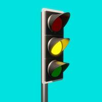 3D rendered Traffic light Trafic signal with Red, Yellow and Green Light photo