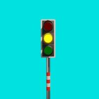 3D rendered Traffic light Trafic signal with Red, Yellow and Green Light photo