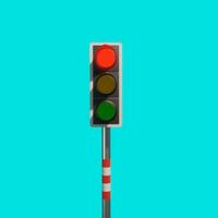 3d prestados tráfico ligero trafico señal con rojo, amarillo y verde ligero foto