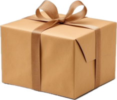 AI generated brown paper wrapped package gift png