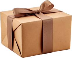 AI generated brown paper wrapped package gift png