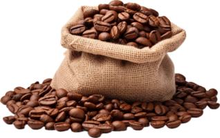 AI generated coffee beans a sack png