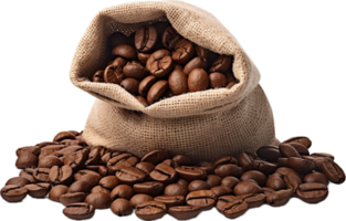 AI generated coffee beans a sack png