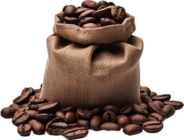 AI generated coffee beans a sack png