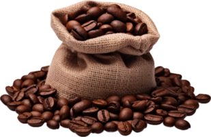 AI generated coffee beans a sack png