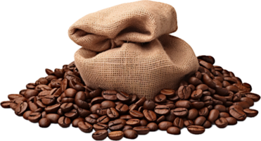 AI generated coffee beans a sack png