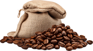 AI generated coffee beans a sack png