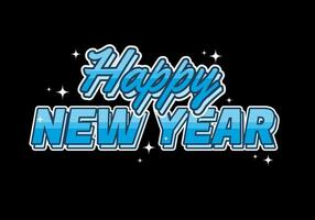 Happy new year text effect design in blue colors vector