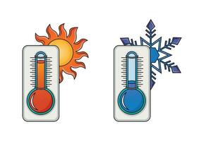 Icons meteorological thermometers with sun and snowflake vector