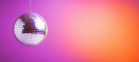 ai generado generativo ai, disco brillante pelota, fiesta reflejando vistoso luces para música transmisión, noche clubs, musical pancartas foto