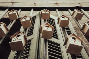 Small bird houses named after week days photo