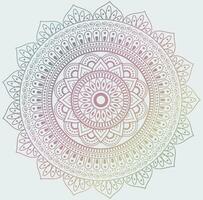 Round gradient mandala on white isolated background. vector